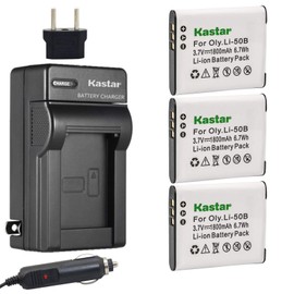 Kastar 3X Battery + Charger for Olympus LI-50B LI-50C & XZ-1 SZ-30MR SZ-10 SZ-11 SZ-20 SP800UZ Stylus Tough-6020 Tough-8010 Tough-6000 Tough-8000 Tough TG-810 1030 SW TG-610 SZ10 Tough 8000 TG810