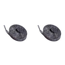 Leliafleury 2 Pairs Glitter Flat Shoelaces 140cm*10mm Metallic Glitter Shoelaces Sparkly Shoe Laces Black Replacement Shoe Laces for Sneakers Skate Boots Sport