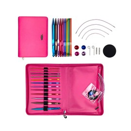 Tunisian Crochet Hooks Set with Cable, 12 Pcs Crochet Hook, Colorful Interchangeable Aluminum Stainless Steel Knitting Hook with PU Bag