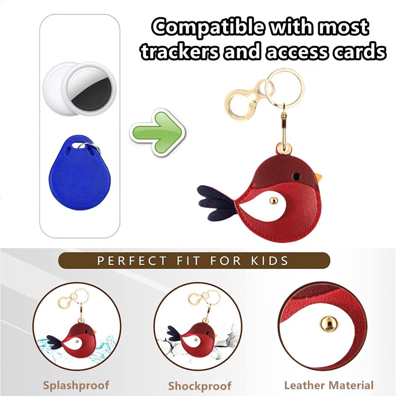 Leather Keychain Holder Case Compatible with AirTag,Cute Protective Cover with