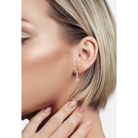 SOFIA MILANI - Women's Earrings 925 Silver with Zirconia Stones - Heart Creole Earrings, Yellow Gold, Cubic Zirconia