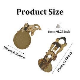 pson 20Pcs Round Flat Back Tray Earring Clips, 20 Clip-On Earring Converter Non-Pierced Earrings with 20 Earring Cushions, Easy Open Loop for Earring Making, Gold Options