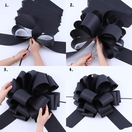1Pcs Large Gift Bows，16" Wide, Bows for Gift, Christmas, Presents, Birthday, Baby Shower, Gift Basket,Wedding, Reception, Easter,Decoration, Office, Classroom, Fundraiser. (Black)