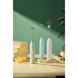 Handheld coffee foam maker, 3-speed adjustable electric whisk, mixer with stainless steel whisk, 4 AA battery hand whisk sticks (not equipped), Latte cappuccino Matcha Egg foam maker (Mint Green)