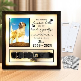 10"x10"Pet Collar Memorial Shadow Box Dog Picture Frame, Cat or Dog Memorial Gift Pet Sympathy Remembrance Gift Keepsake, for Multi Sizes Dogs