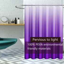 TIKABC Shower Curtain Liner, Purple Lightweight Shower Curtain Liners, Plastic Shower Curtains, 72x72 inch PEVA Shower Liner with 12 Grommet Holes and Magnetic Weights