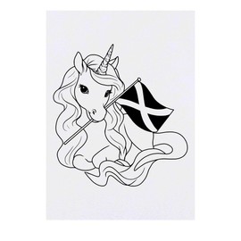 'Scottish Unicorn With Flag' Temporary Tattoo - Water Resistant, Skin-Safe, Non-Toxic Transfer (TO00079889)