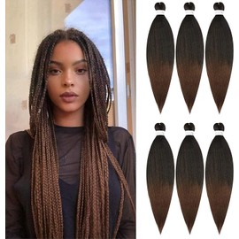 FLWAL 66 Inch (66 cm) Pre-Stretched Braiding Hair Braids Hair 6 Packs Yaki Texture Easy Crochet Hair Extensions, Kanekalon Braiding Hair Natural Braiding Hair Extensions for Black Women (1B/30#)