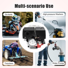 COFECO Gas Engine, 7.5HP 4 Stroke Air Cooled Gas Engine, 212CC 3000W Pull Start Engine Torque 12.2mm/0.48in, 170F Motor Go Kart Log Splitter for Go Kart Lawn Mower