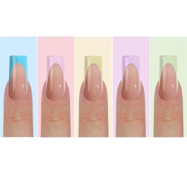 3 in 1 Coat Tips Pantented Pre-Applied Coat and Tip Promer Fake Nails 150pcs French Gel Nail Tips Press on 15 Sizes for DIY Nail Extension (#8)