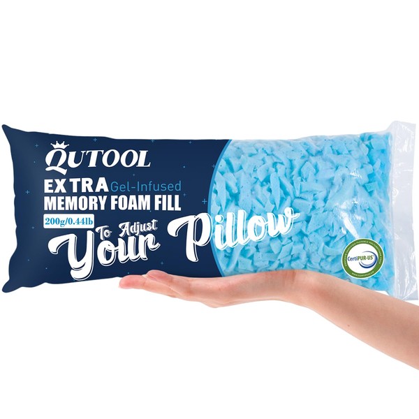 QUTOOL 0.44lb Bean Bag Premium Replacement Shredded Memory Foam Filling for Pillows