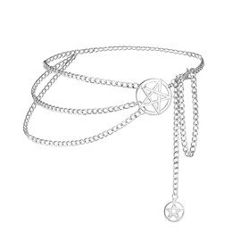 Manfnee Multilayer Metal Chain Belt for Women Moon &Sunr Body Chain Belt Waist Chain Belts for Dress