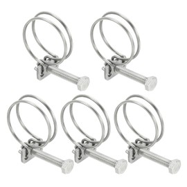 PATIKIL 30-34mm Adjustable Double Wire Hose Clamp, 5 Pcs 304 Stainless Steel Wire Hose Clips Pipe Tube Clamps for Dust Collection Rubber PVC Pool Pump Hose