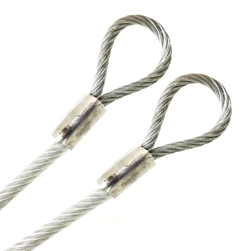 PSI, 1/4" Vinyl Coated Galvanized Steel Cable with Looped Ends,