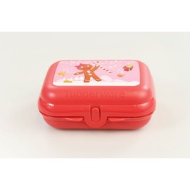 TUPPERWARE Oyster Box Snack Keeper orange red gingerbread motif