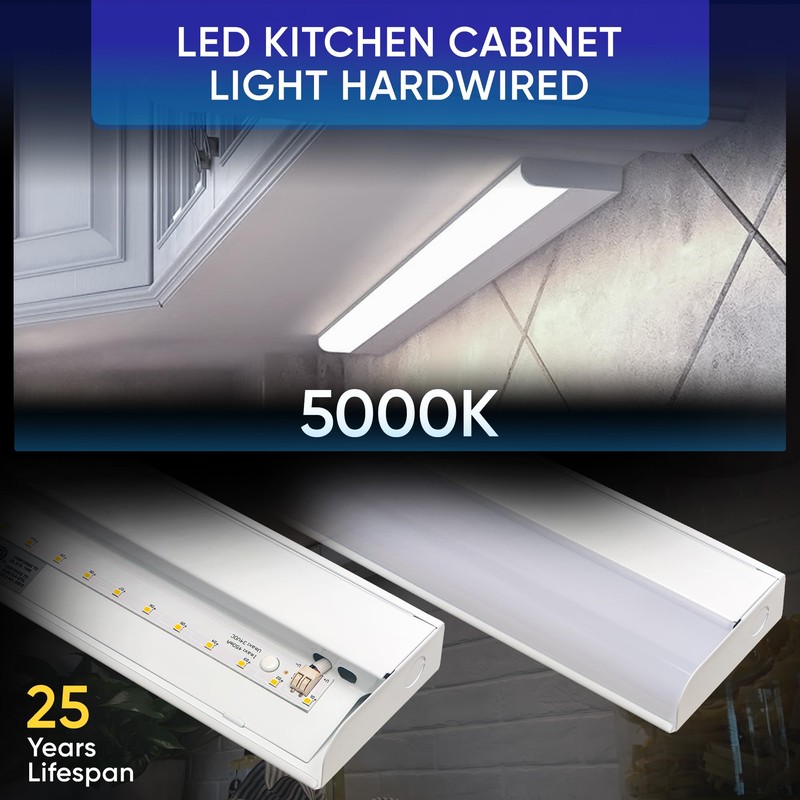 Hardwired LED Under Cabinet Task Lighting - 16 Watt, 24",