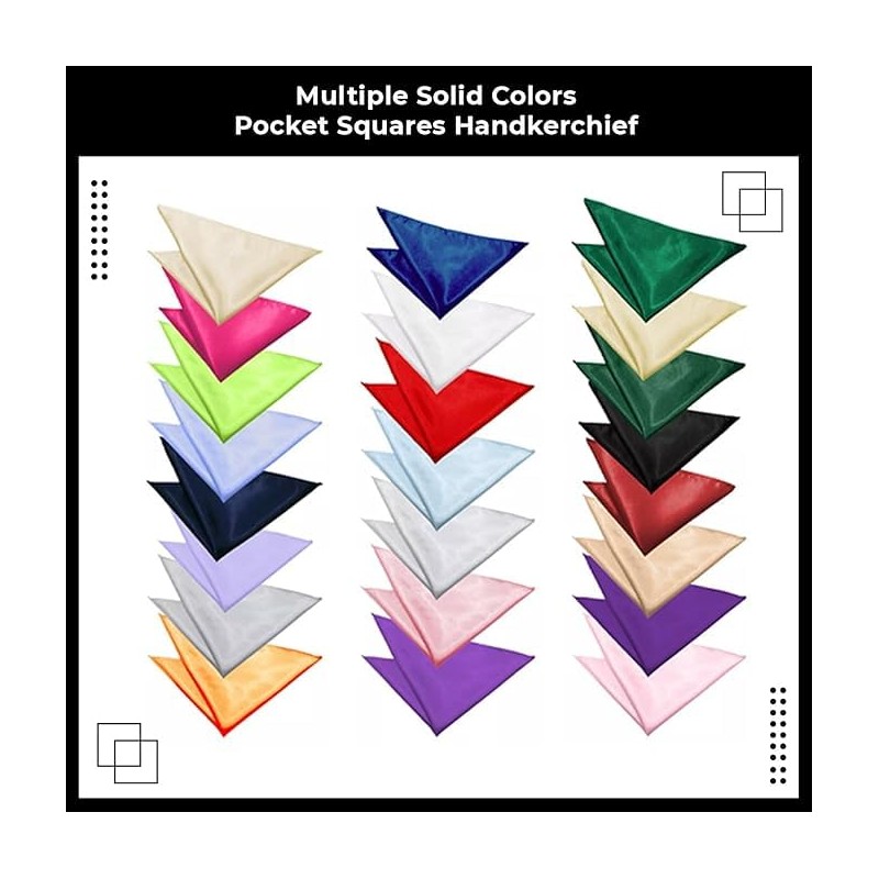 Mens Black Hanky Handkerchief Pocket Square Plain Satin Solid Wedding