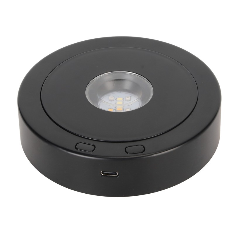 LED Rotating Display Base Black 360 Degrees 80s Circle Battery