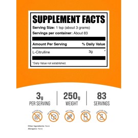 BulkSupplements L Citrulline Powder 3000Mg Unflavored Nutritional Supplement For Active Lifes...