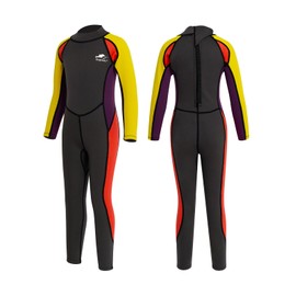 Gogokids Kids Wetsuit - Boys Girls Rash Guard One Piece Thermal Swimsuits 2.5mm Neoprene Diving Snorkelling Suit UV 50+ Sun Protection, Dark Green L