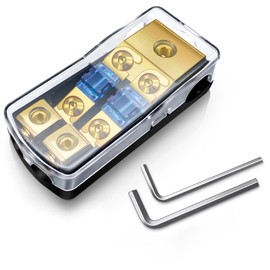 BULVACK - Soporte de fusibles mini ANL de 2 vías, calibre 0/2/4 a calibre 4/6/8, bloque de distribución de fusibles de 60 amperios para coche, camión, barco, amplificador estéreo de audio