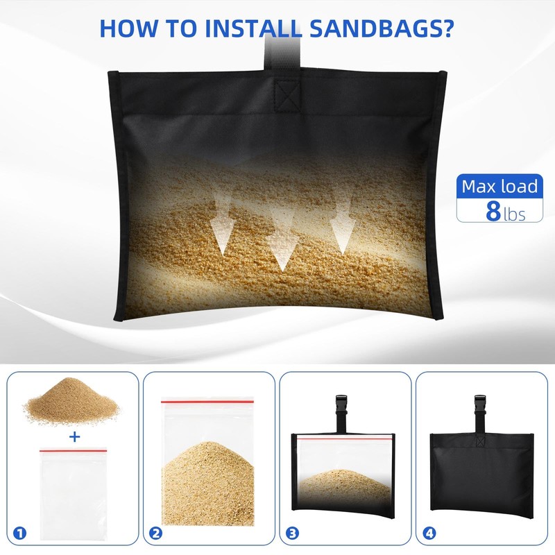 Yexcend 4 Packs Boat Cover Sand Bag Mooring Kit, 600D