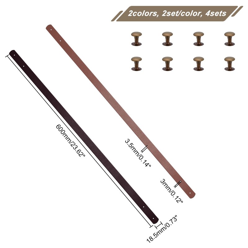 SUPERFINDINGS 4Pcs 2 Colors Faux Leather Bag Handles with Iron