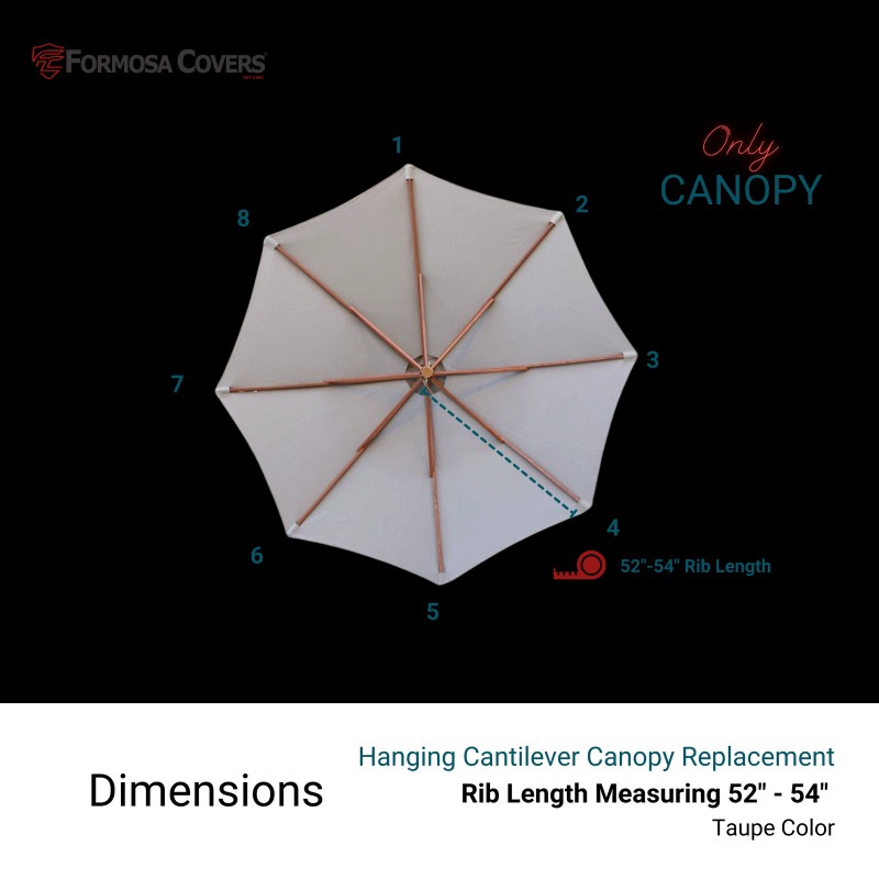 Formosa Covers 9ft Cantilever Hanging Umbrella 8 Rib Replacement Canopy
