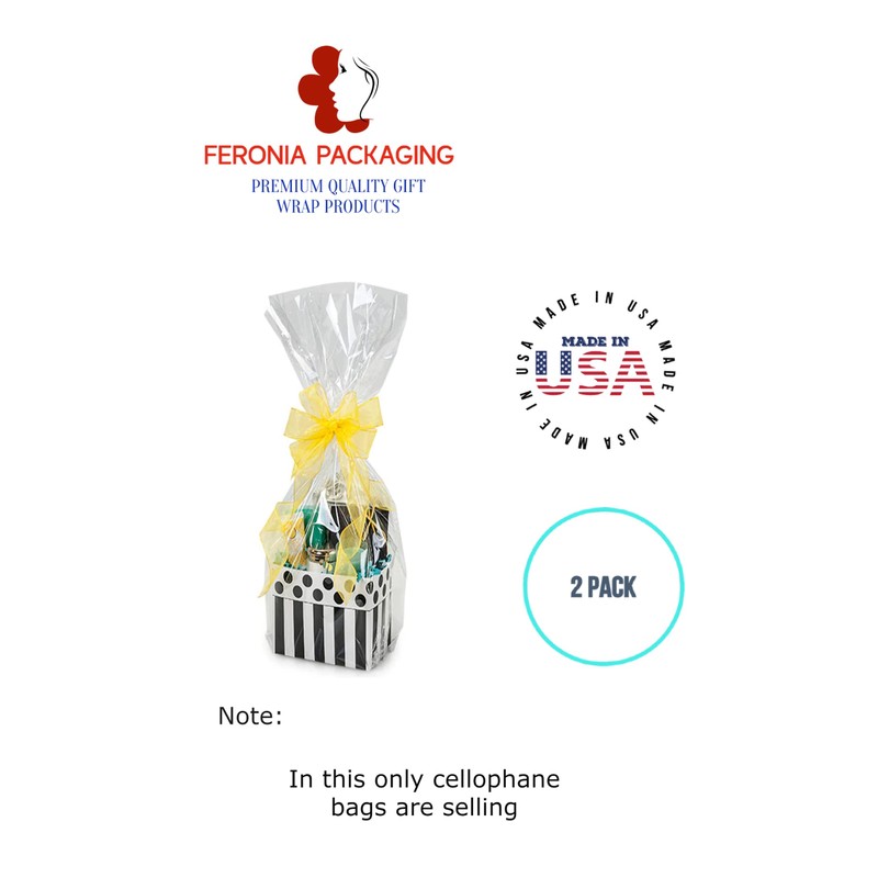 Feronia Packaging Gift Wrap Gusset Cellophane Bags 2 Pack (4