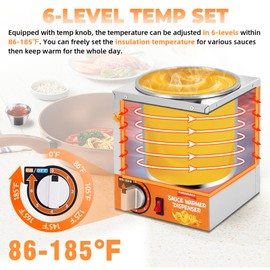 Nacho Cheese Dispenser Warmer 2.6Quart Cheese Sauce Warmer with 2 Pumps&9 Stickers, Hot Fudge Dispenser Warmer 5-Level Insulated Pump Dispenser for Sauce Cheese Fudge Caramel