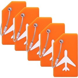Timotech Paquete de 5 Etiquetas de Silicona para Equipaje con Tarjeta de Identificador de Maletas, Etiquetas para Maleta de Viaje, perfecta para detectar Rápidamente la Maleta de Equipaje en Avión.