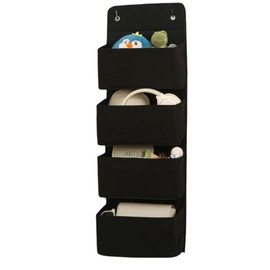 YIAGUN Over The Door Storage Organiser,Foldable Hanging Storage, Wardrobe Storage Organizer with 4 Pockets, Behind Door Hanging Closet Storage with, for Bedroom, Living Room (BLACK)