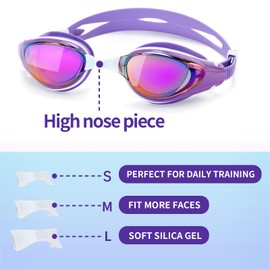 Nearsighted Swim Goggles, Shortsighted Swimming Goggles, UV Protection, Anti-Fog, Dual Strap, Auto Buckle