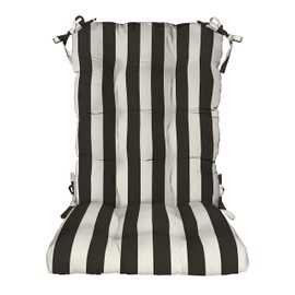 RSH Décor Indoor Outdoor Tufted Rocker Rocking Chair Pad Cushions, Choose Size and Color, (Standard, Black & White Stripe)