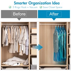 TAILI Hanging Vacuum Storage Bags for Clothes, 4 Packs (135x70cm), Blue Vacuum Coat Bags for Suits, Jackets or Dresses, Closet Organizer Space Saver Vacuum Bags