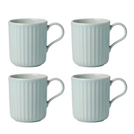 Lenox French Perle Scallop Ice Blue Mugs, S/4, 3.30