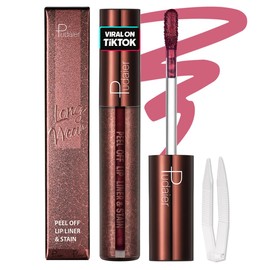 Peel Off Lip Liner Stain with Tweezer, Highly Pigmented Matte Finish Lip Tint Stain Makeup for Women, Long Lasting Waterproof Smudge-Proof Liquid Lipstick for All Skin Types, COCOON #1