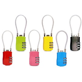 Abiyou 6PCS Cable Luggage Locks, 3 Digit Combination Lock, Flexible Cable Lock, Cable Travel Lock, Flexible Cable Padlock, Zinc Alloy Security Padlock, for Travel Luggage, Suitcases, Gym, School