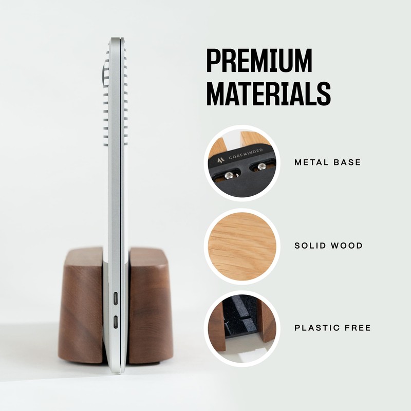 COREMINDED Adjustable Vertical Laptop Stand for Desk, MacBook Stand Laptop
