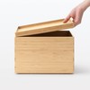 MUJI Overlapping Bamboo Rectangular Storage Boxes, Storage Items, Half Lid,