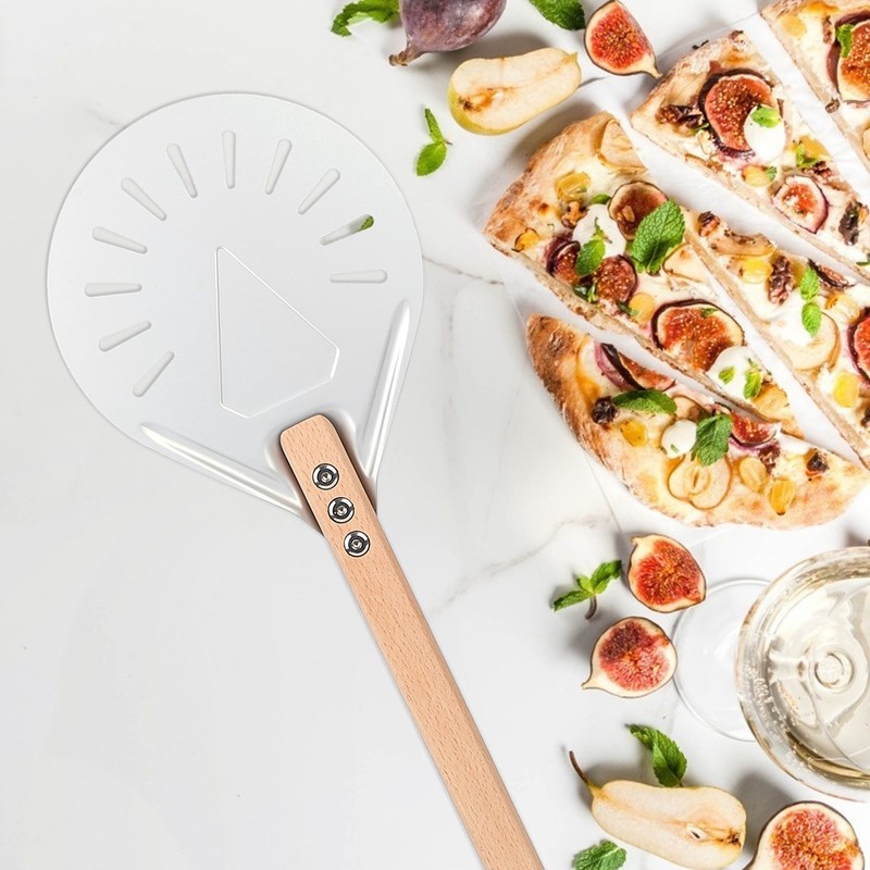 Round Pizza Spatula with 41cm Removable Wood Handle AntiScalding NonSlip