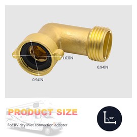 BWBWND 90 Degree Water Hose Elbow for RV with Easy Grip Connector, Heavy Duty Solid Brass Drinking Water Hose Adapter, Outdoor Faucet Hoses Fitting for City Water Inlet Connection