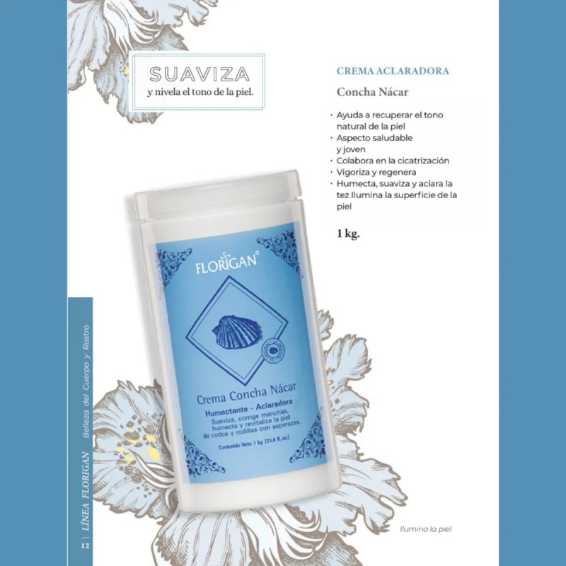 Crema Aclaradora Concha Nácar Florigan® 1kg. Natural