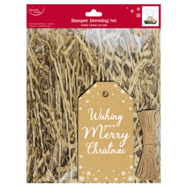 Eurowrap Brown Kraft Christmas Hamper Dressing Set Xmas Hamper Straw Tissue Gift Wrapping Present