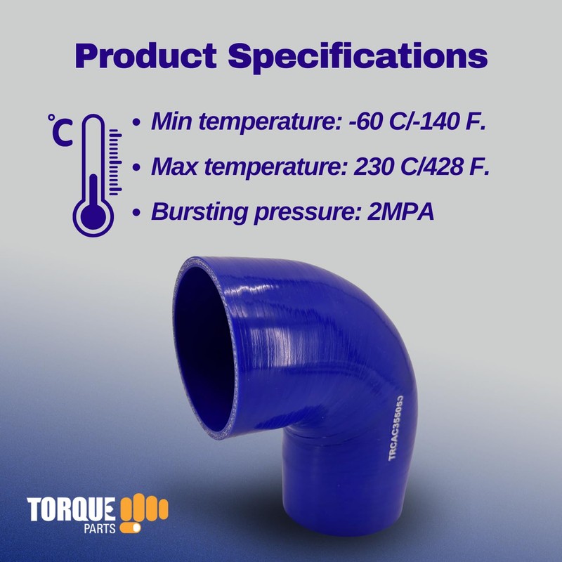 TORQUE 90 Degree Elbow 4-Ply Coupler Silicone Hose ID 3.5"