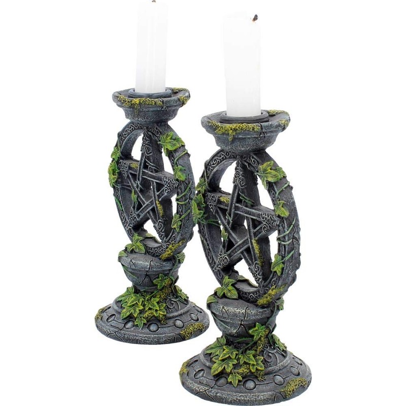 Nemesis Now B2539G6 Wiccan Pentagramm Kerzenständer Set mit 2 Kerzenhaltern