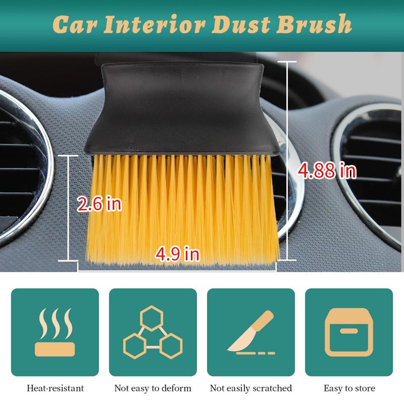 7PCS Car Detailing Brush Set, Ultra Soft Boars Hair Car