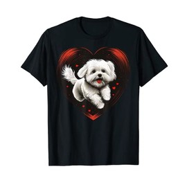 Maltese dog Love Heart for Valentines Day Maltese dog Lover T-Shirt