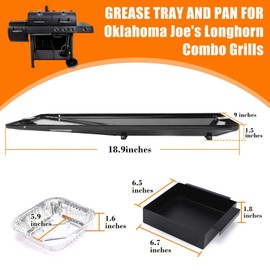 Grease Tray with Catch Pan for Oklahoma Joe's Longhorn Combo Grill, Grease Catcher for Oklahoma joe's 15202029 12201767 14201767, Comes with 15 Aluminum Liners, Replacement for CHR1767048, CHR1767053