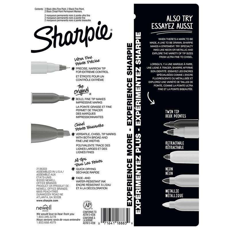 Sharpie Permanent Markers Variety Pack, Includes Chisel, Fine, and Ultra-Fine